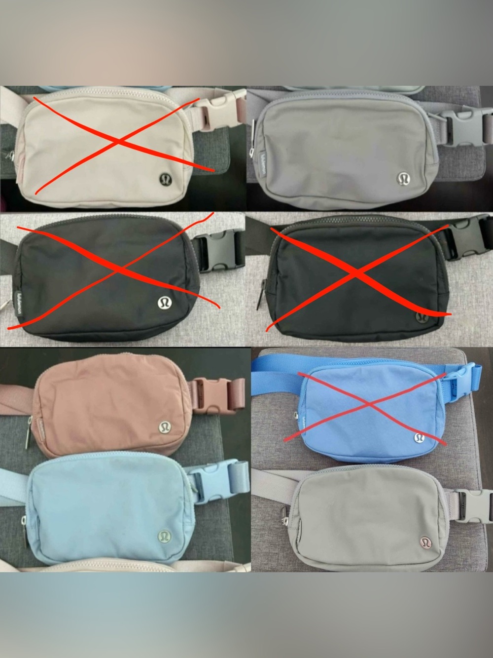 Lululemon Belt Bags 1L pink/blue/grey